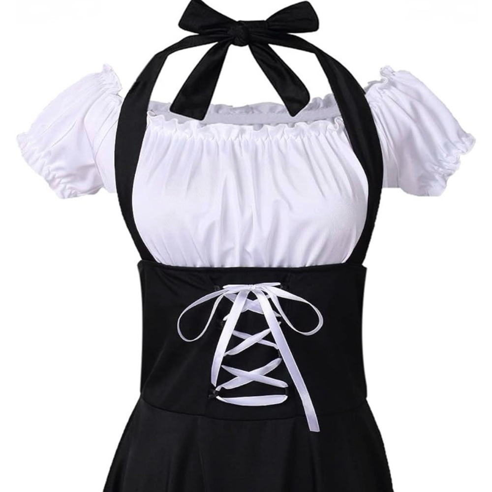 Colorful House Maid Cosplay Lace-Up A-Line Skirt XL Black White Gothic Anime